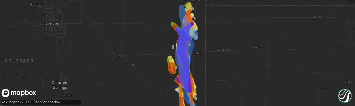 Hail map in Stratton, CO on August 14, 2019