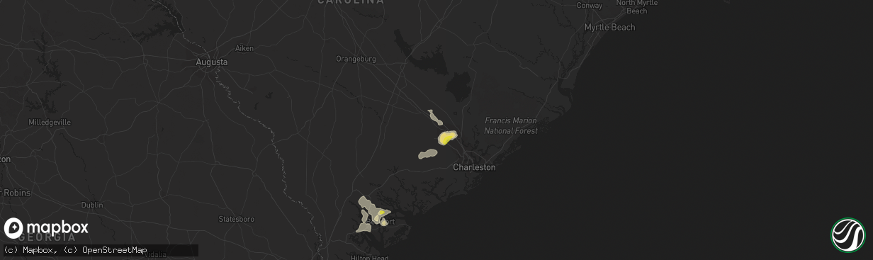 Hail map in Summerville, SC on August 14, 2019