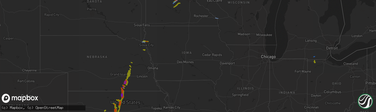 Hail map in Iowa on August 14, 2020