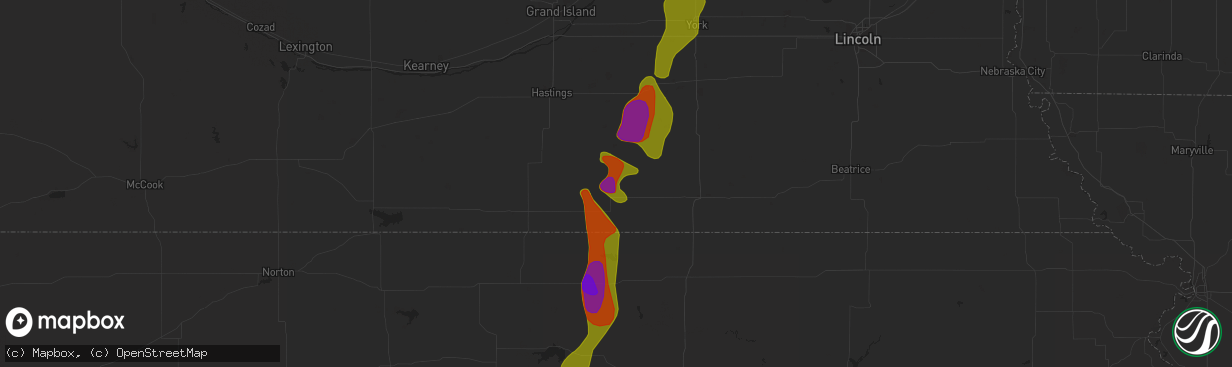 Hail map in Nelson, NE on August 14, 2020