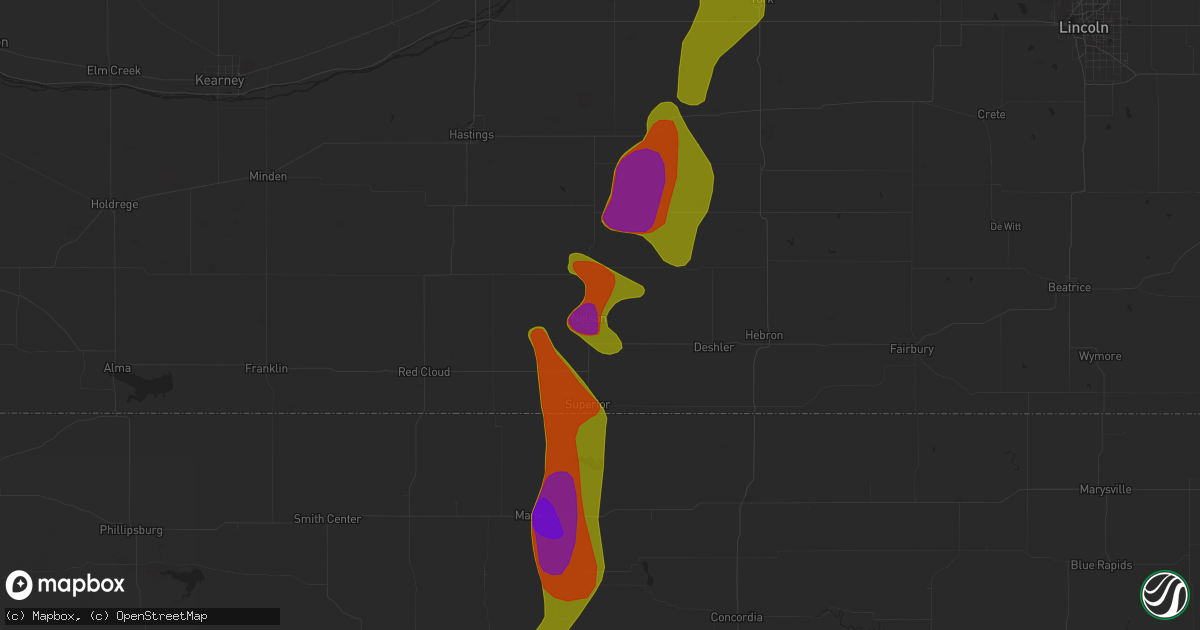 Hail map in Nelson, NE on August 14, 2020