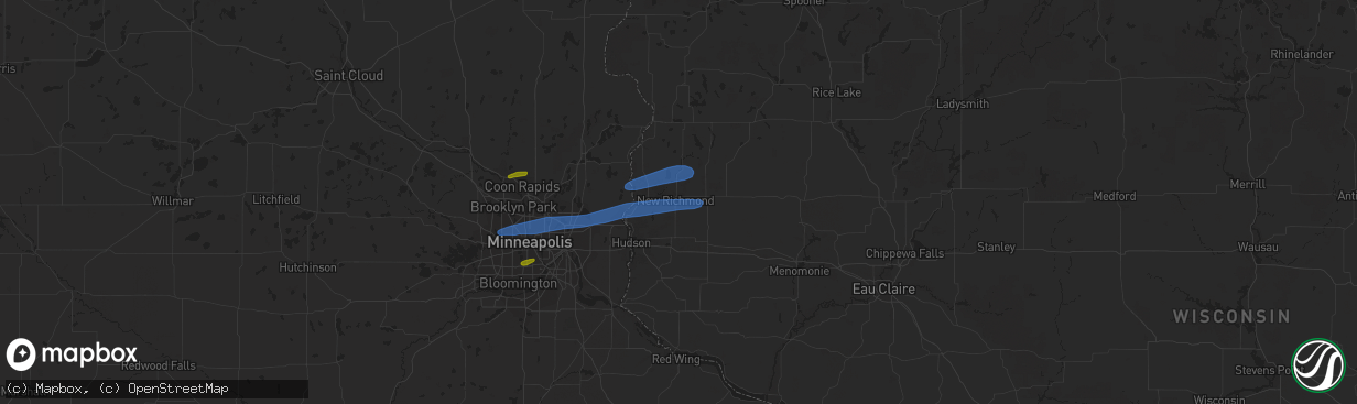 Hail map in New Richmond, WI on August 14, 2020