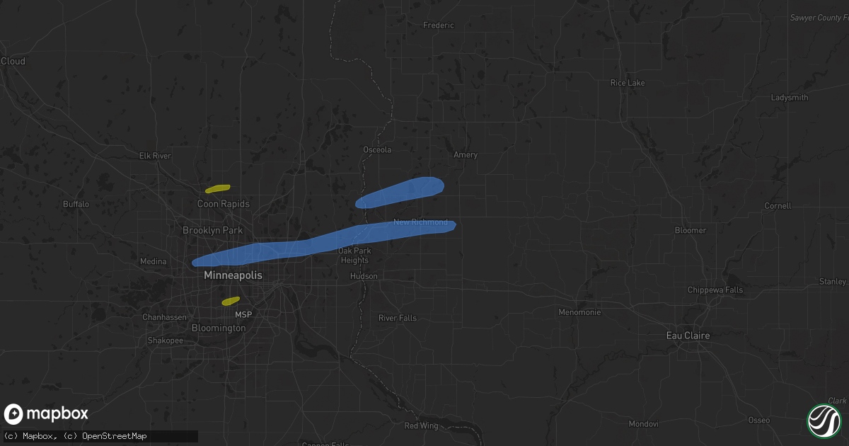 Hail map in New Richmond, WI on August 14, 2020