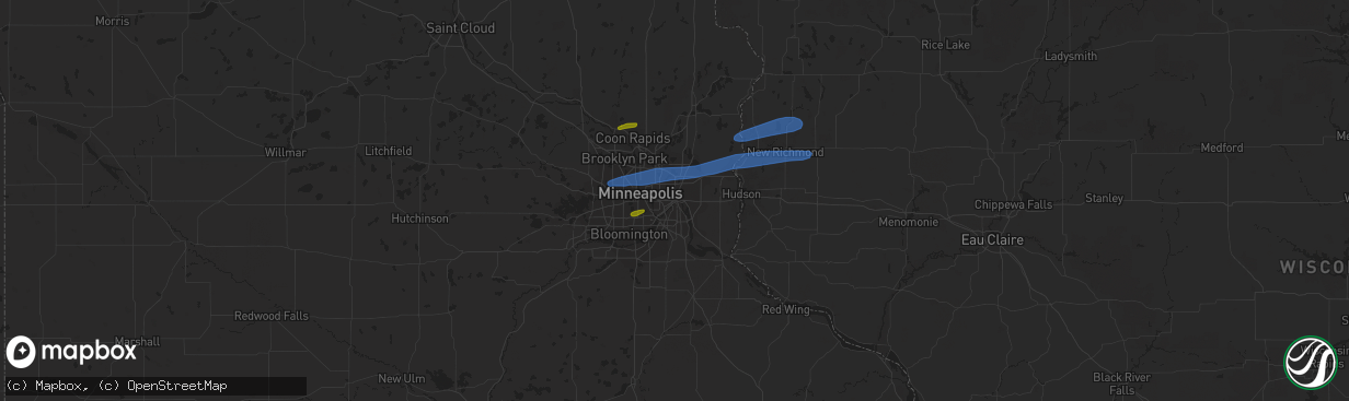 Hail map in Saint Paul, MN on August 14, 2020