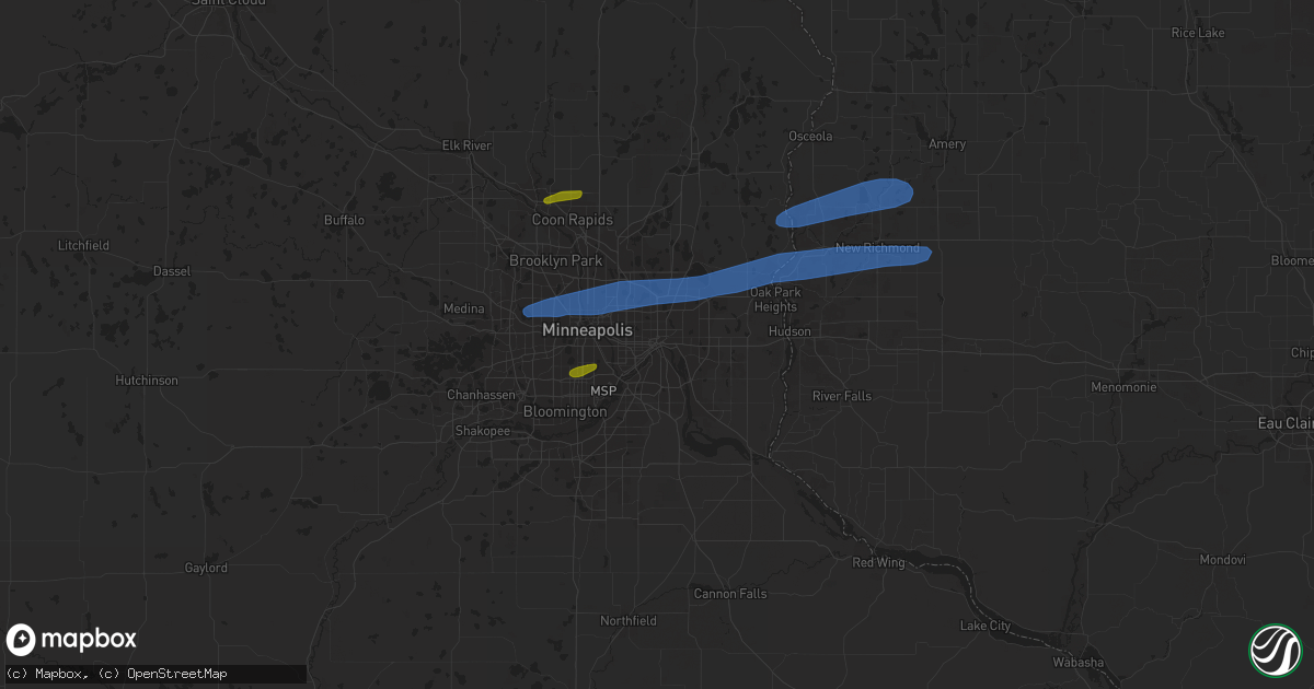 Hail map in Saint Paul, MN on August 14, 2020