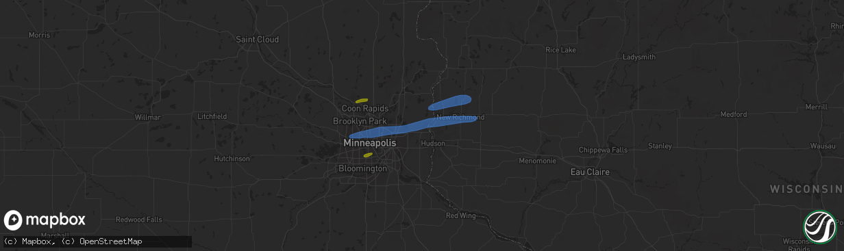 Hail map in Stillwater, MN on August 14, 2020