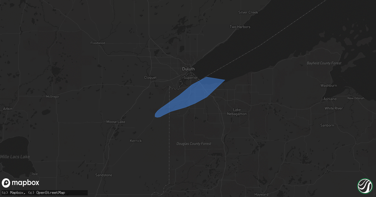 Hail map in Superior, WI on August 14, 2020