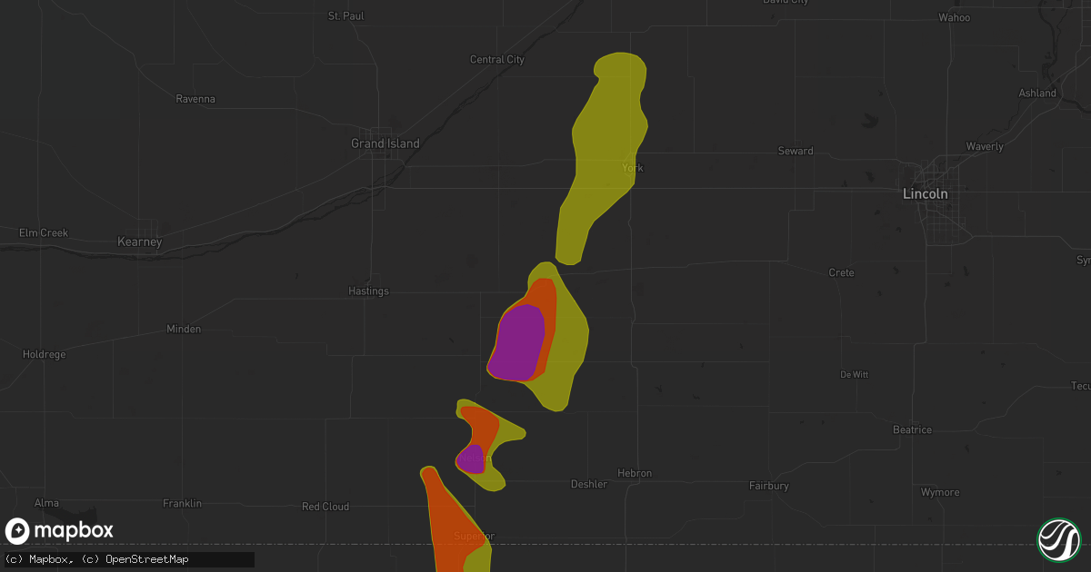 Hail map in Sutton, NE on August 14, 2020