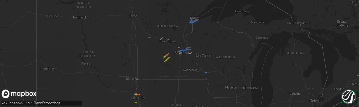 Hail map on August 14, 2020