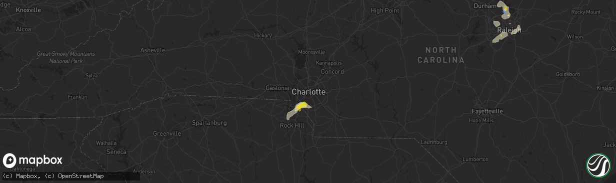 Hail map in Charlotte, NC on August 14, 2021