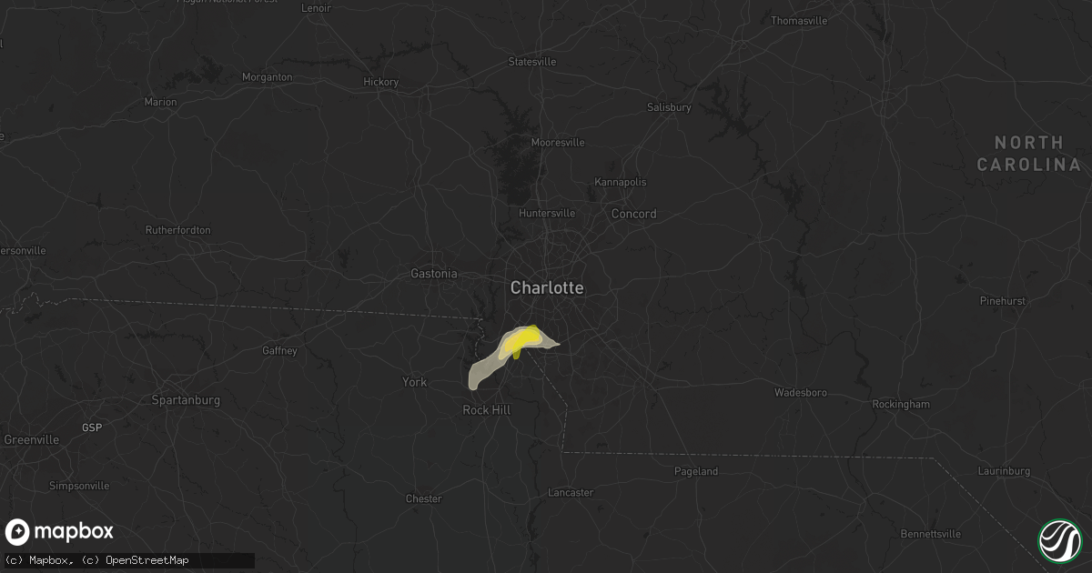 Hail map in Charlotte, NC on August 14, 2021