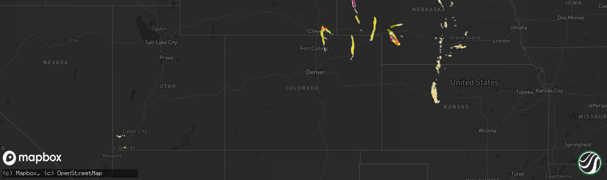 Hail map in Colorado on August 14, 2021