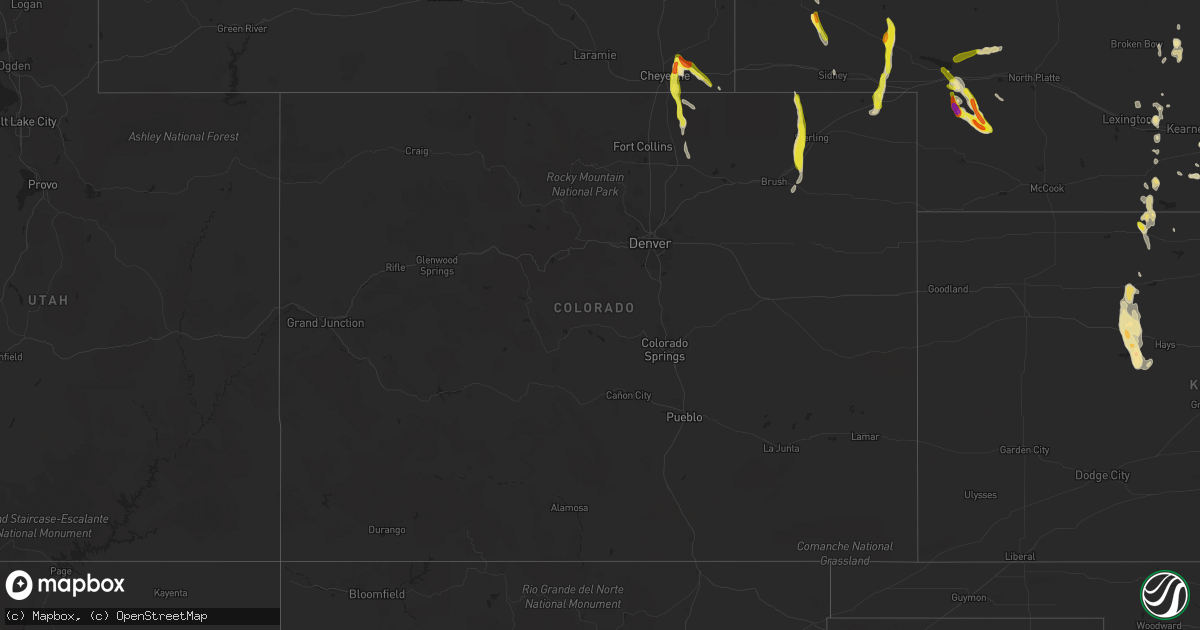 Hail map in Colorado on August 14, 2021