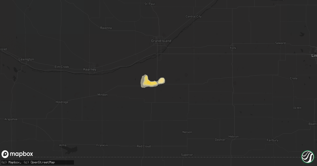 Hail map in Hastings, NE on August 14, 2021