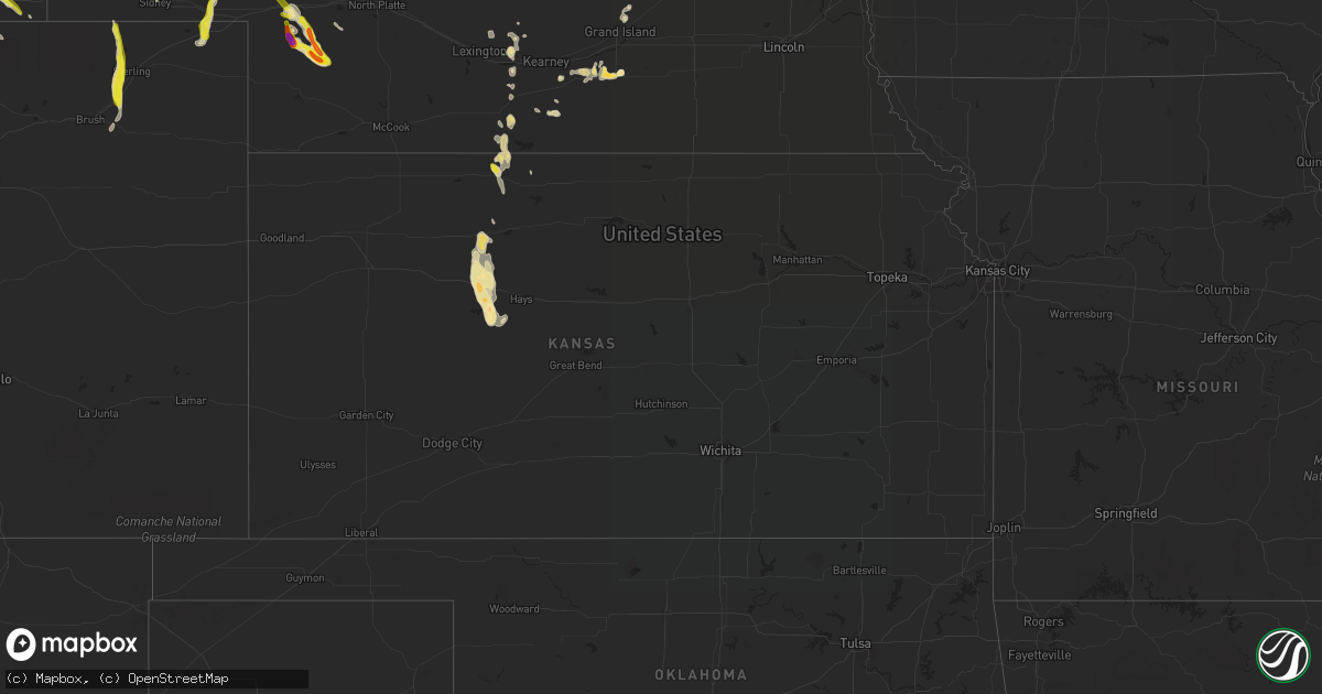Hail map in Kansas on August 14, 2021