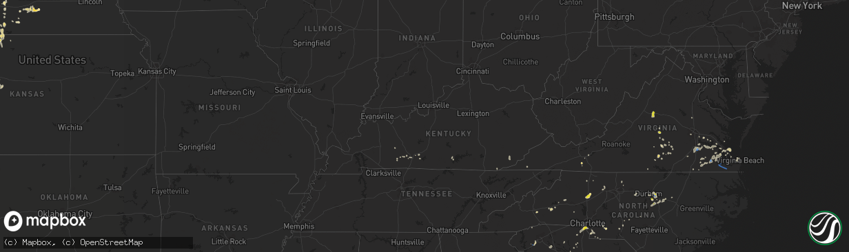 Hail map in Kentucky on August 14, 2021