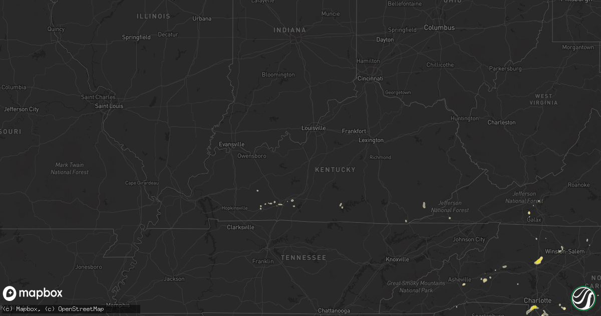 Hail map in Kentucky on August 14, 2021