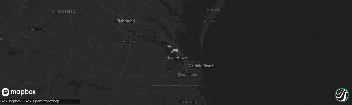Hail map in Newport News, VA on August 14, 2021