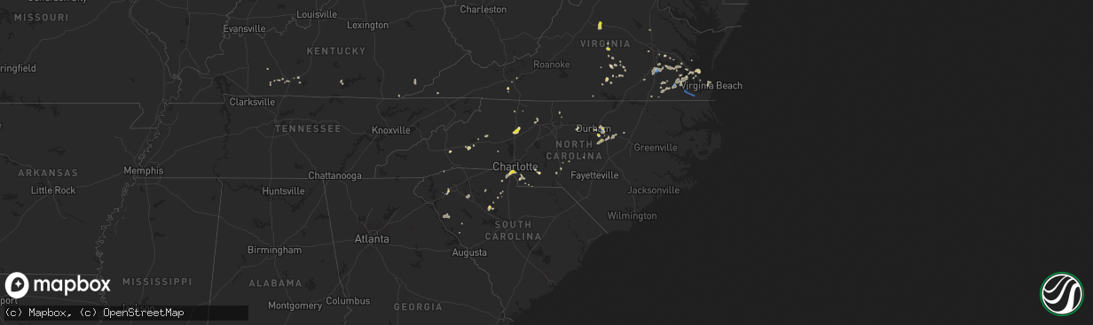 Hail map in North Carolina on August 14, 2021