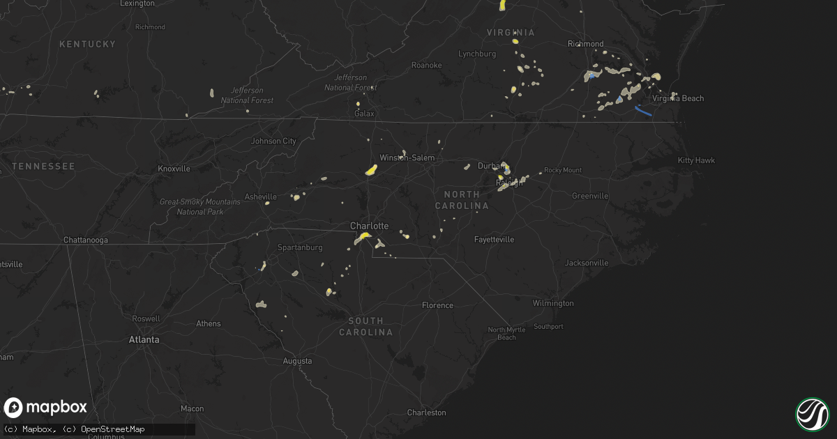 Hail map in North Carolina on August 14, 2021
