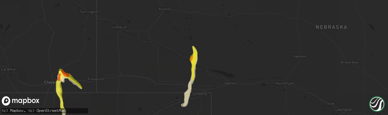 Hail map in Oshkosh, NE on August 14, 2021