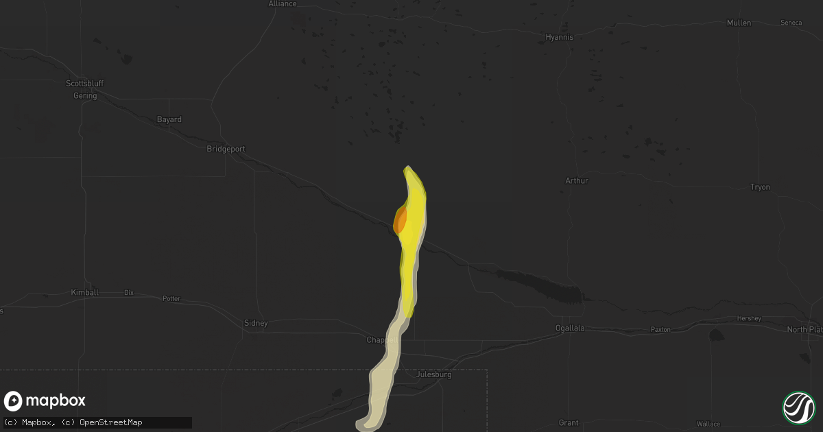 Hail map in Oshkosh, NE on August 14, 2021