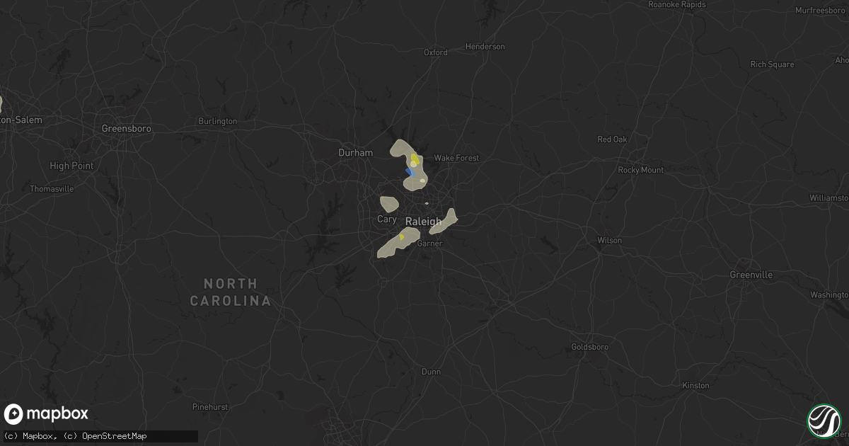 Hail map in Raleigh, NC on August 14, 2021