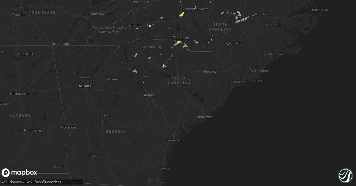 Hail map in South Carolina on August 14, 2021