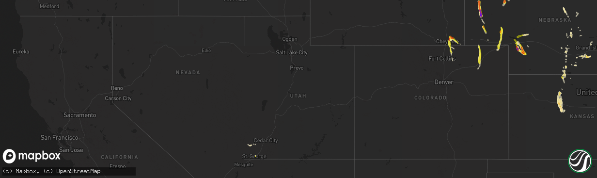 Hail map in Utah on August 14, 2021