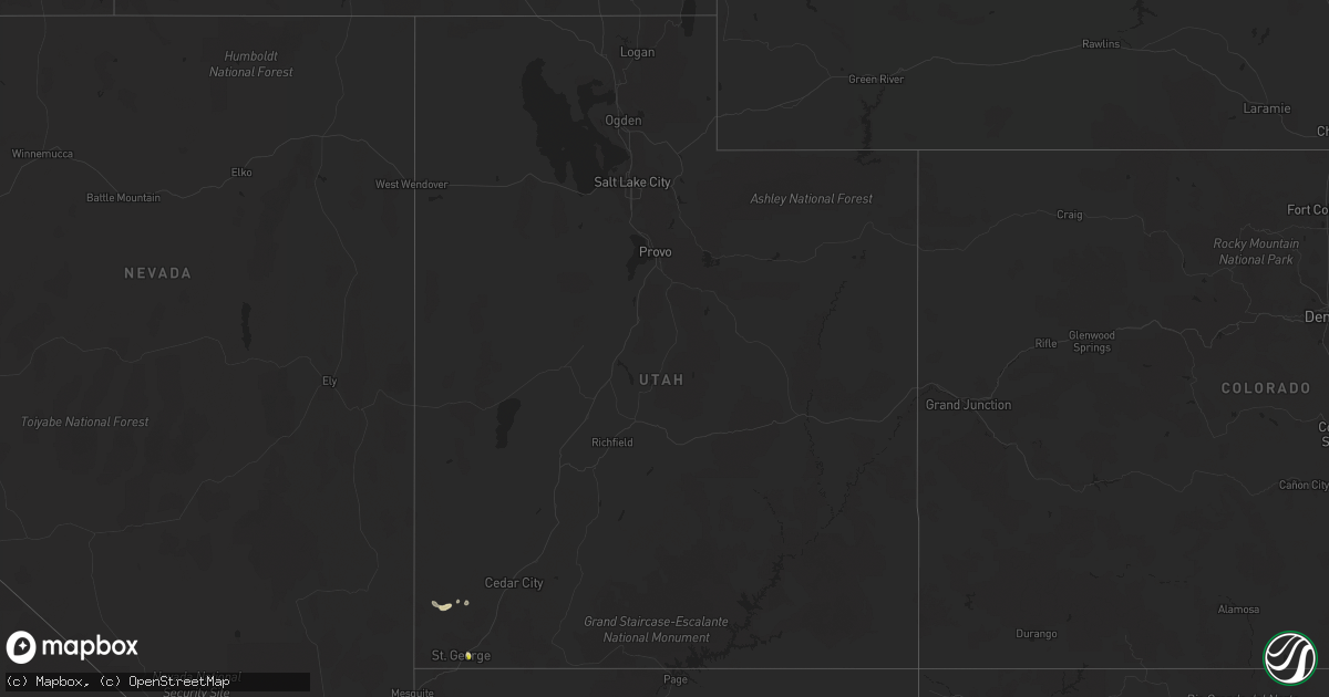 Hail map in Utah on August 14, 2021