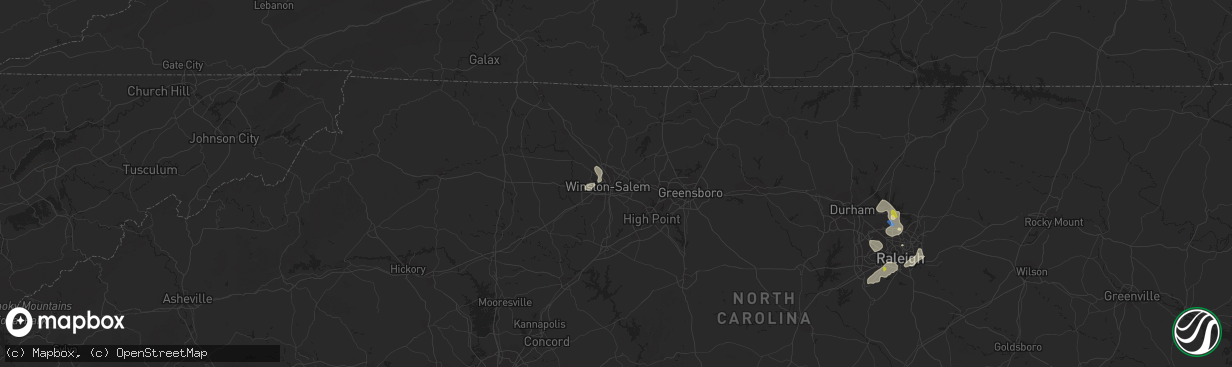 Hail map in Winston Salem, NC on August 14, 2021