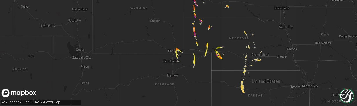 Hail map on August 14, 2021