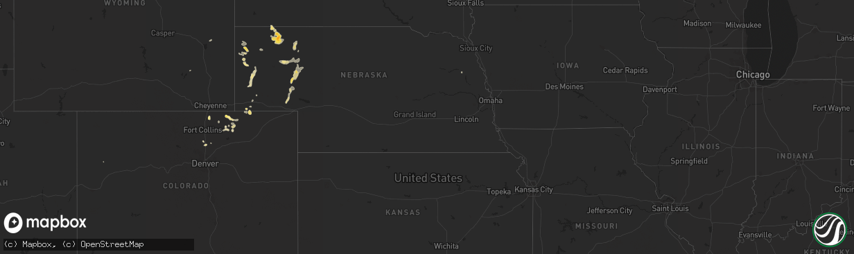 Hail map in Wyoming on August 14, 2022