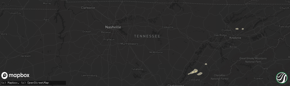 Hail map in Charleston, TN on August 14, 2023
