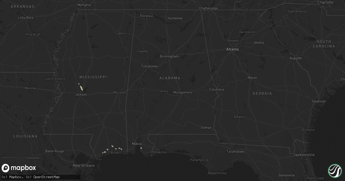Hail map in Alabama on August 14, 2024