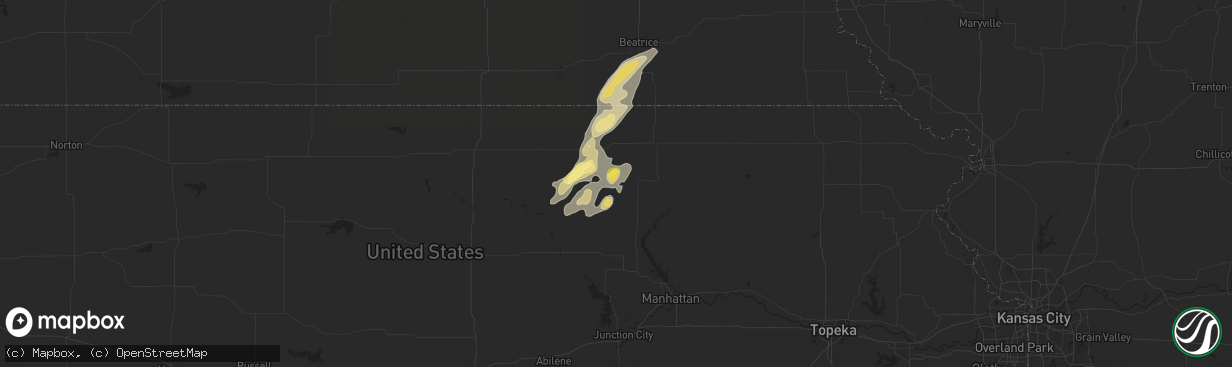 Hail map in Barnes, KS on August 14, 2024