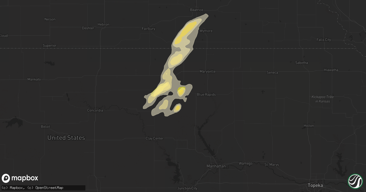 Hail map in Barnes, KS on August 14, 2024