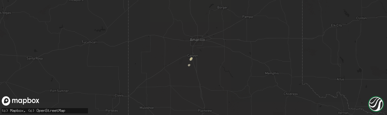 Hail map in Canyon, TX on August 14, 2024