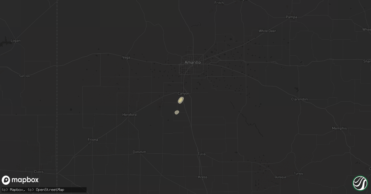 Hail map in Canyon, TX on August 14, 2024