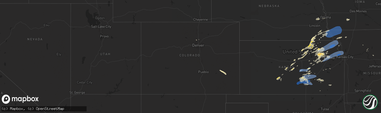 Hail map in Colorado on August 14, 2024