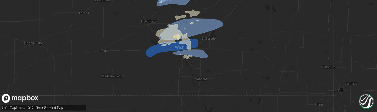 Hail map in Derby, KS on August 14, 2024