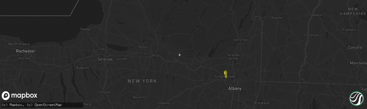 Hail map in Dolgeville, NY on August 14, 2024