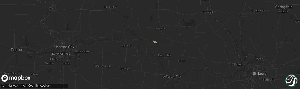 Hail map in Fayette, MO on August 14, 2024