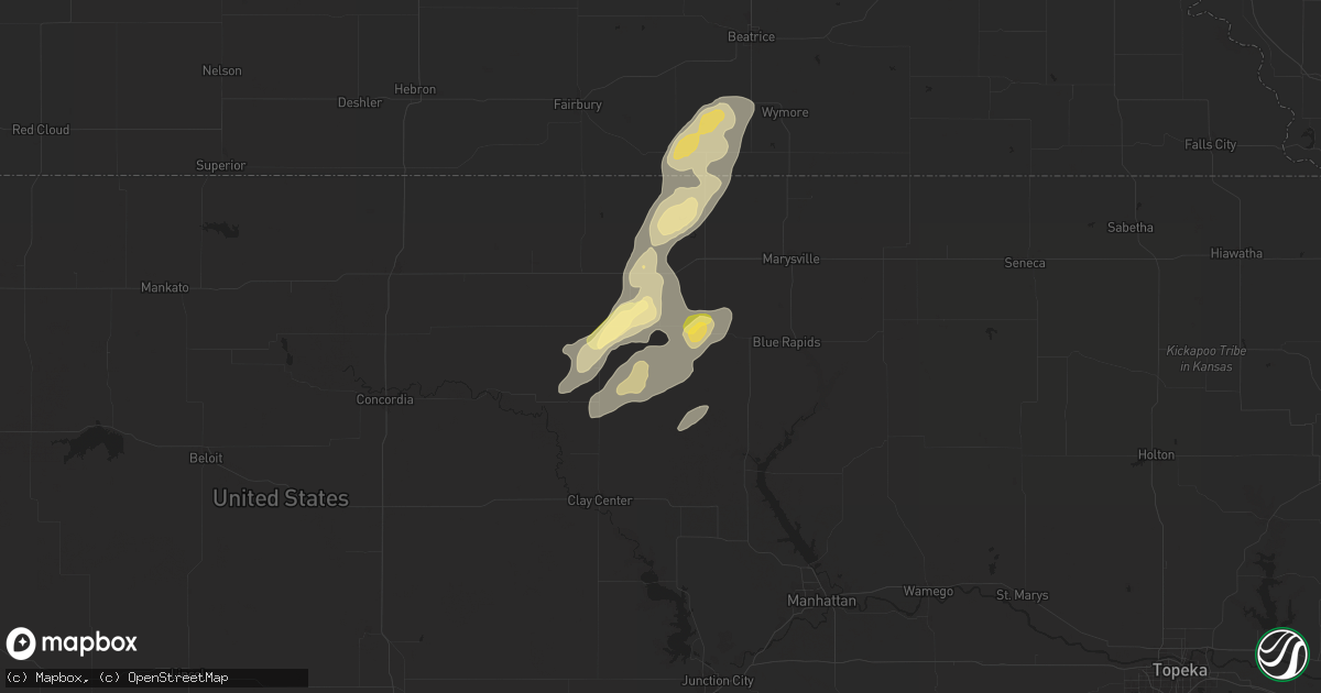 Hail map in Greenleaf, KS on August 14, 2024