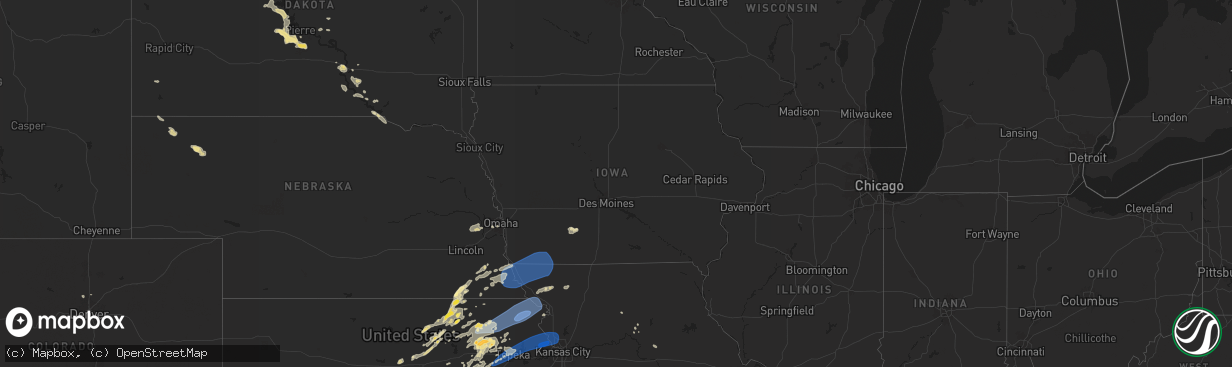 Hail map in Iowa on August 14, 2024