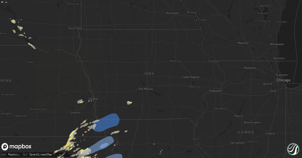 Hail map in Iowa on August 14, 2024