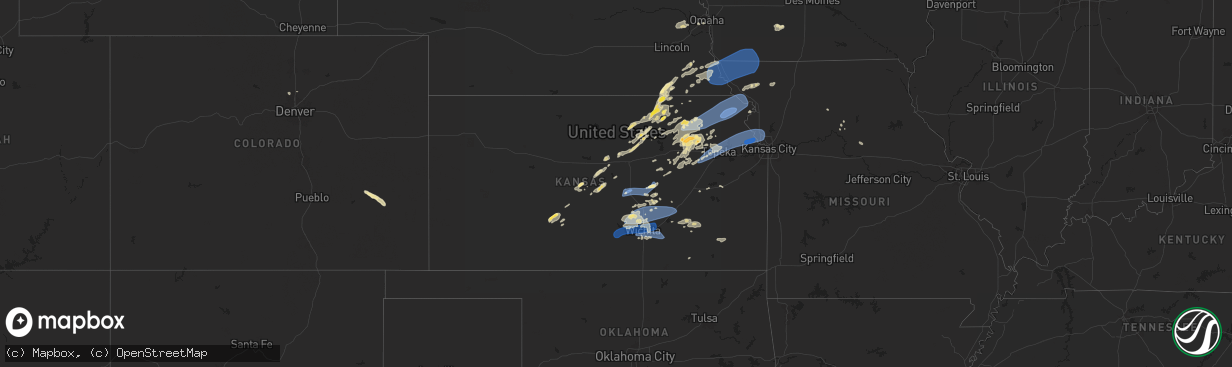 Hail map in Kansas on August 14, 2024