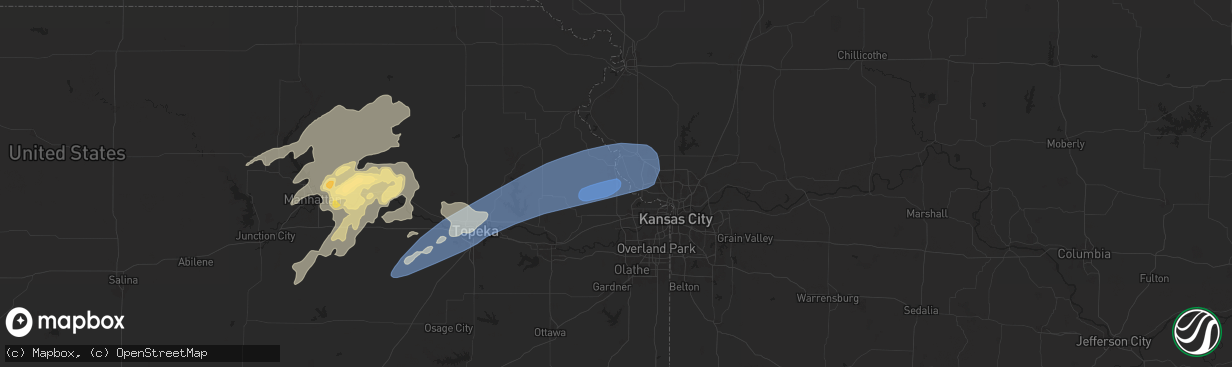 Hail map in Lansing, KS on August 14, 2024