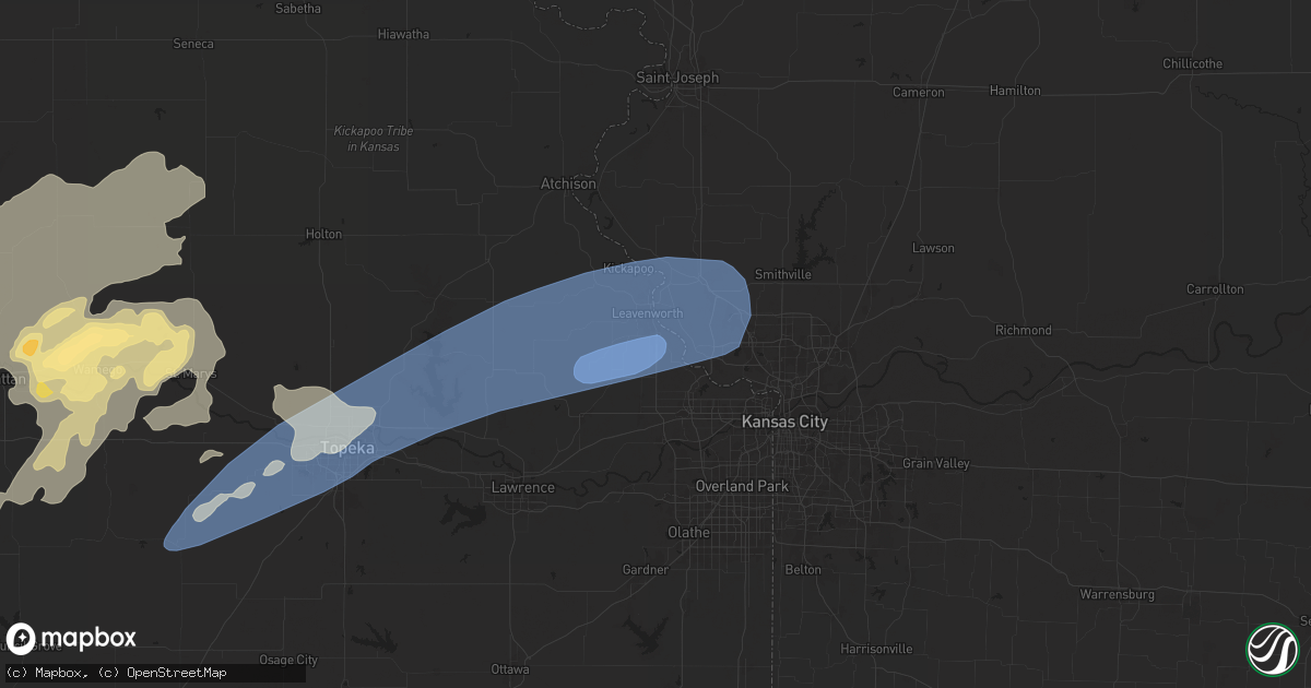 Hail map in Lansing, KS on August 14, 2024