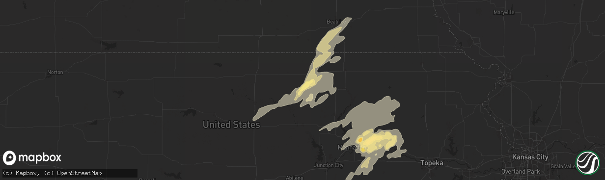 Hail map in Linn, KS on August 14, 2024